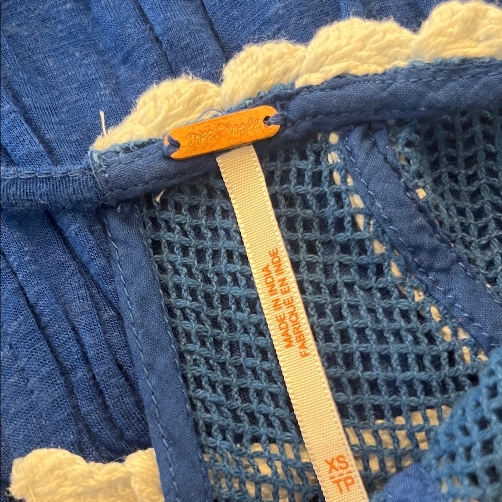 Free People Royal Blue Blouse with White Embroidery - Picture 6 of 6